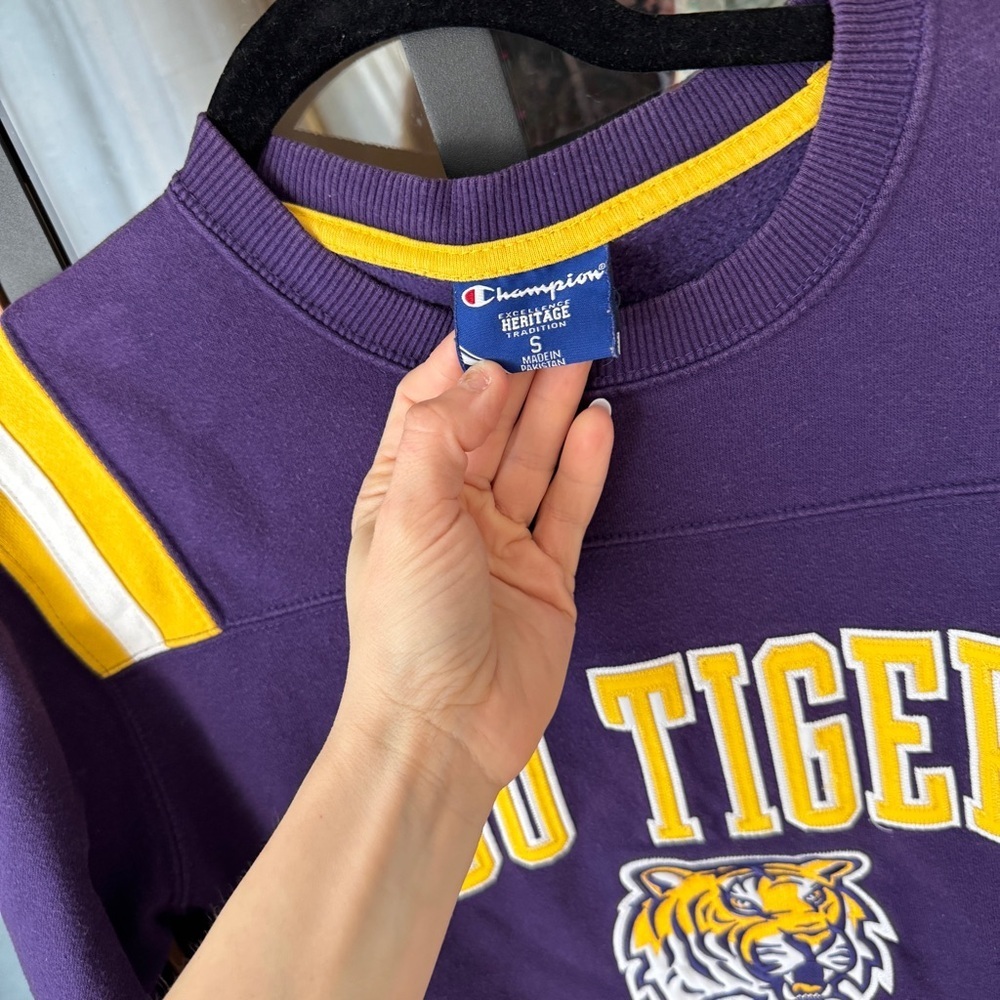 Vintage LSU Champions Crewneck Tigers Sweatshirt SEC Heritage embroidered patch - Picture 3 of 11